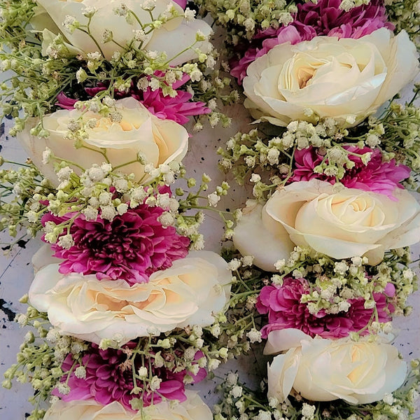 White and Purple Hand Band Flowers